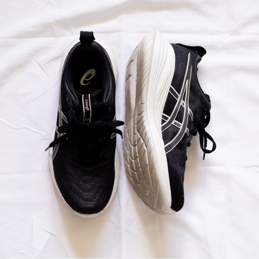 Asics Black and White Athletic Shoes
